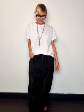 Jeans Jacquard Nero a Gamba Ampia