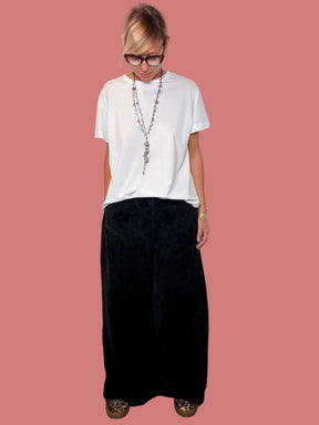 Jeans Jacquard Nero a Gamba Ampia