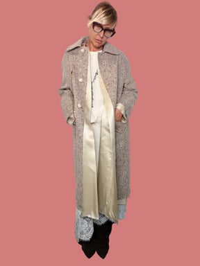 Cappotto Lungo Rosa Cipria Mélange Souvenir