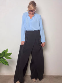 Pantalone in Tencel con Drappeggio ed Elastico in Vita