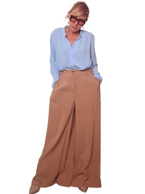 Pantalone ampio in Tencel a vita alta