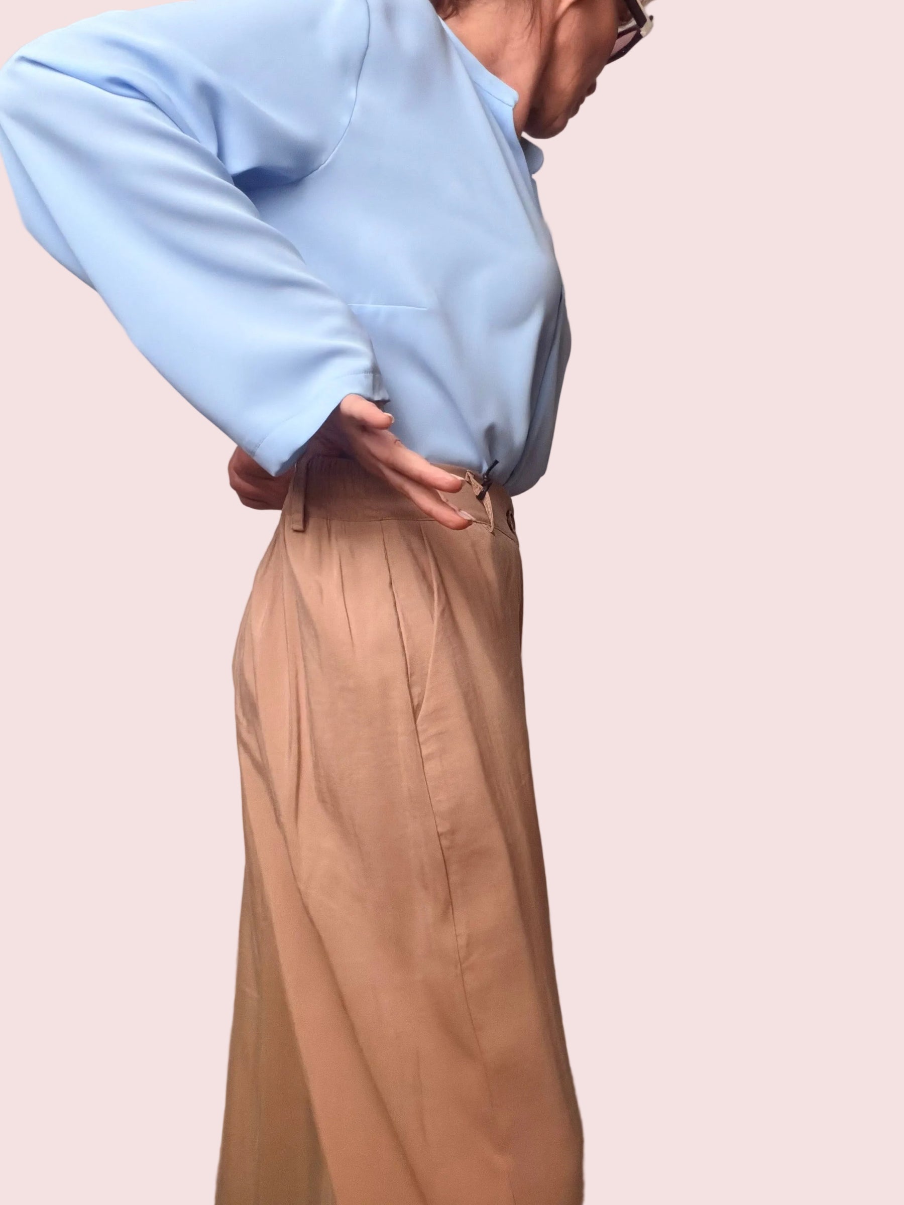 Pantalone ampio in Tencel a vita alta