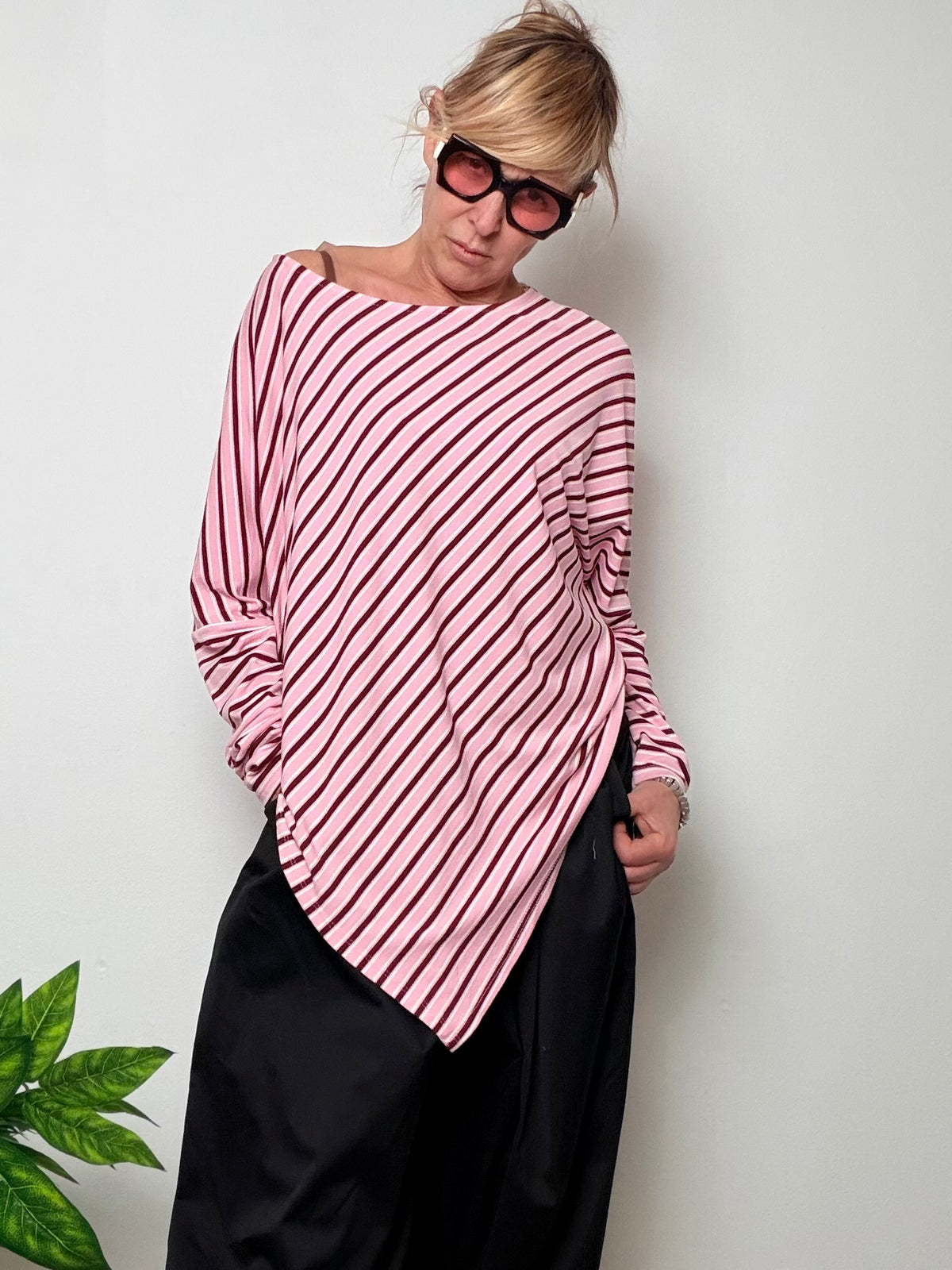 Maglia Over a Righe Diagonali