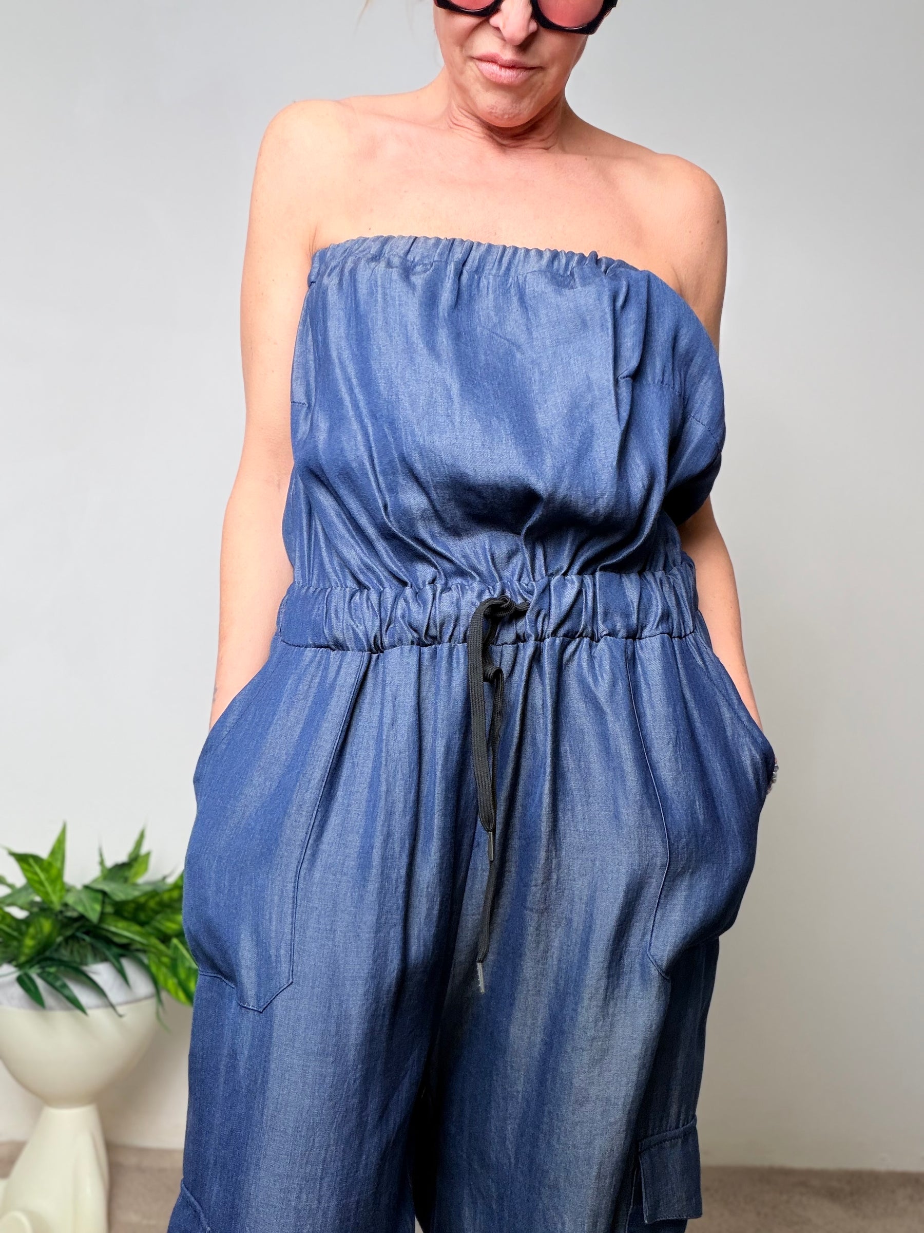 Tuta over in jeans leggero