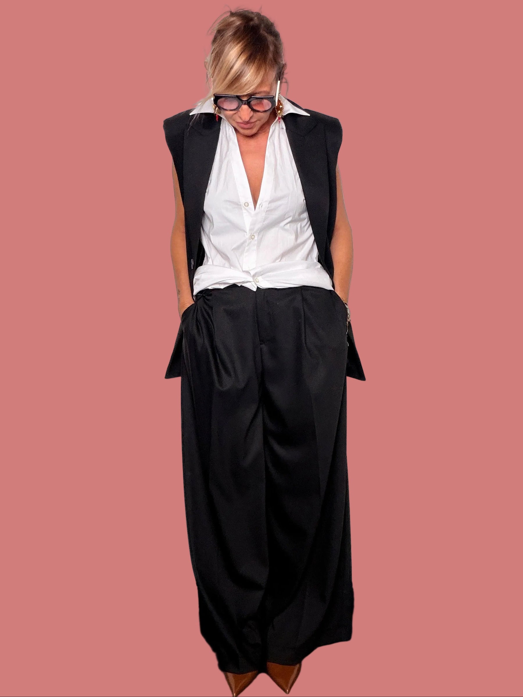Pantalone Nero con Pinces Le Streghe