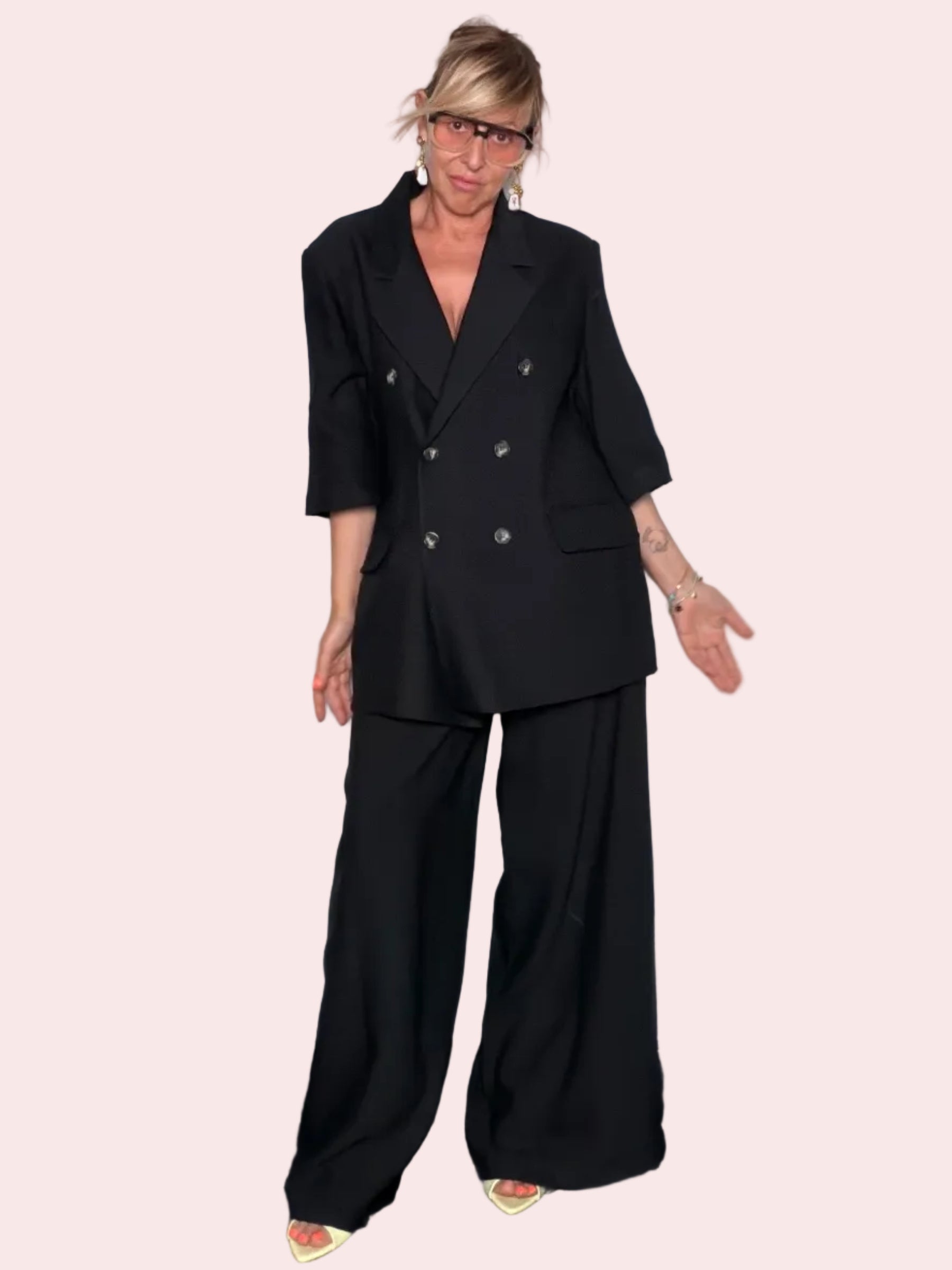 Blazer Doppiopetto Oversize in Misto Viscosa