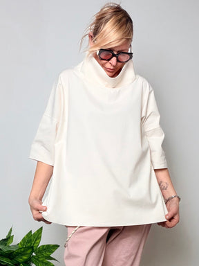 Maglia in punto Milano con collo alto