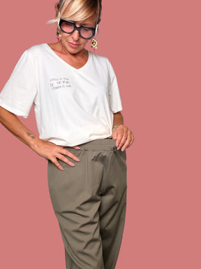 Pantalone Nero a Vita Alta con Gamba Morbida