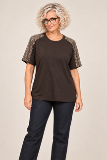 T-shirt con Maniche in Paillettes