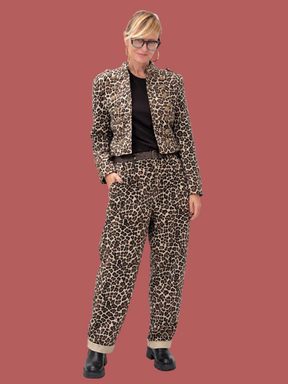 Pantalone leopardato a gamba morbida