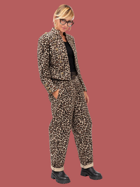 Pantalone leopardato a gamba morbida