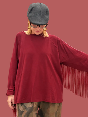 Maglia over con frange sul retro