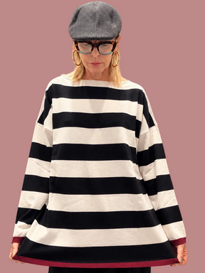 Maglia Rigata Piombo e Rosa Cipria Susy Star