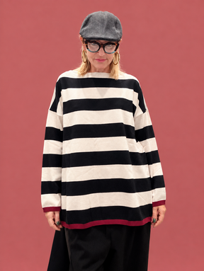 Maglia Rigata Piombo e Rosa Cipria Susy Star