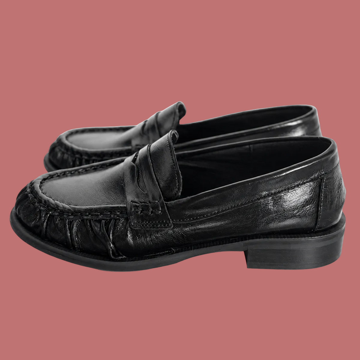 Mocassino nero lucido con fascia