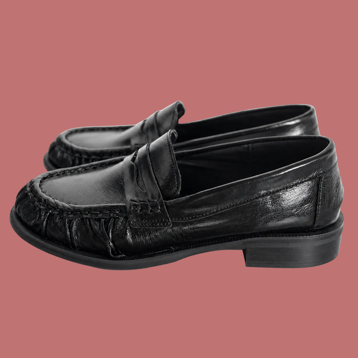 Mocassino nero lucido con fascia