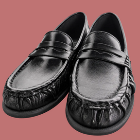 Mocassino nero lucido con fascia