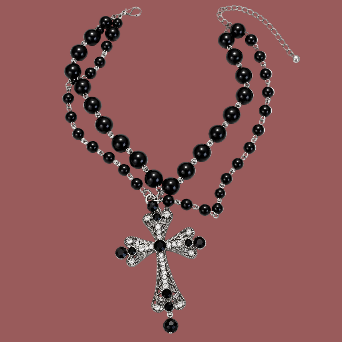 Collana doppio filo con ciondolo croce