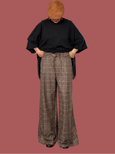 Pantalone palazzo scozzese marrone con coulisse
