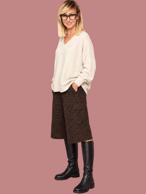 Bermuda cargo animalier con elastico in vita
