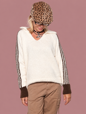 Maglia Polo con Righe a Contrasto Female