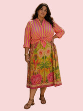 Gonna Pareo Midi a Stampa Tropicale con Pappagalli e Fiori