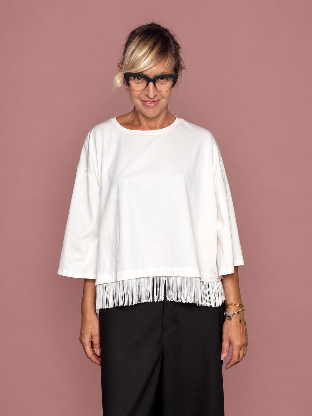 T-shirt con frangia Susy Star in cotone elasticizzato