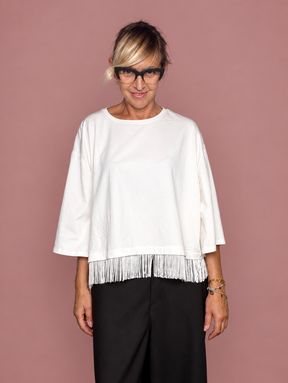T-shirt con frangia Susy Star in cotone elasticizzato