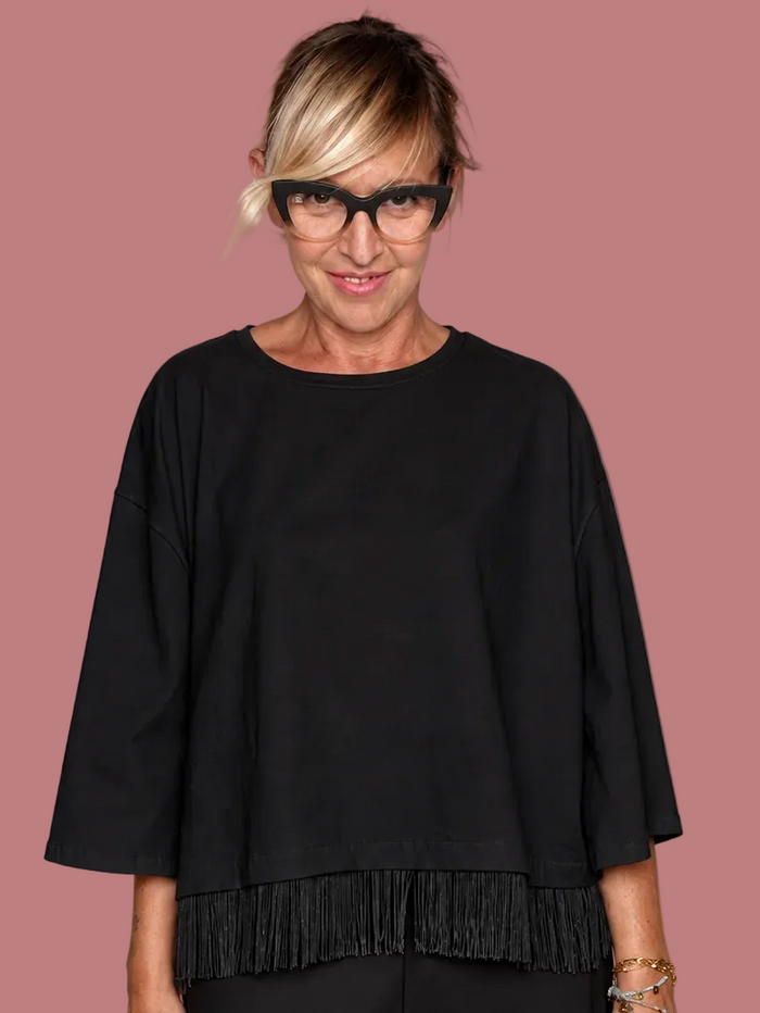 T-shirt con frangia Susy Star in cotone elasticizzato