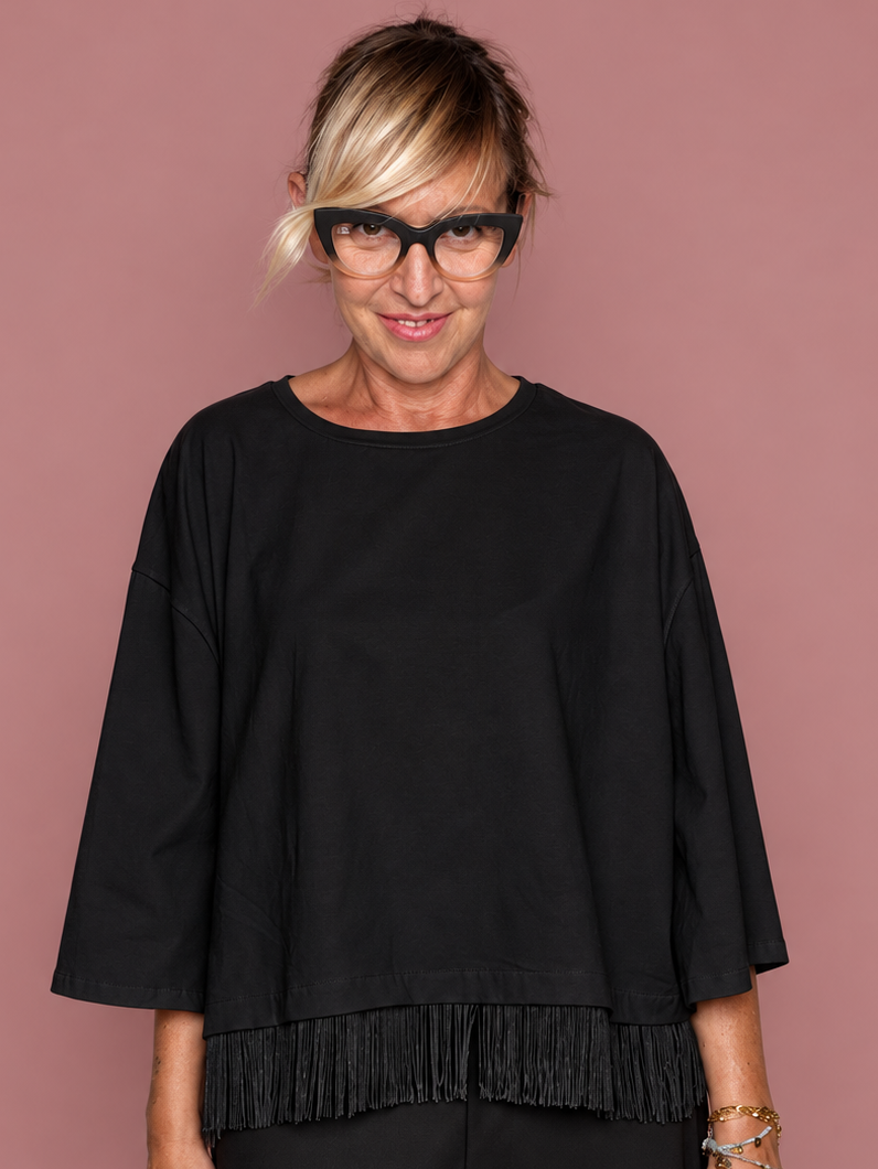 T-shirt con frangia Susy Star in cotone elasticizzato