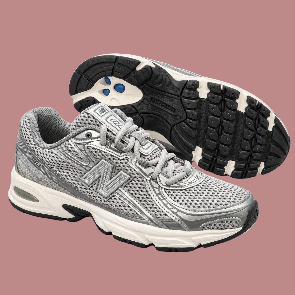 Sneakers New Balance 740 grigio argento, vista della coppia