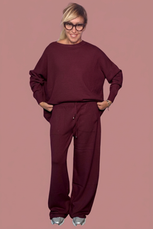 Pantalone in maglia a gamba ampia con coulisse
