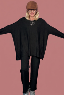 Completo over in maglia con pantalone ampio