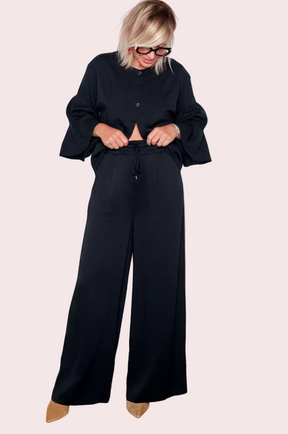 Pantalone Wide Leg Maxi Fluente Vita con elastico