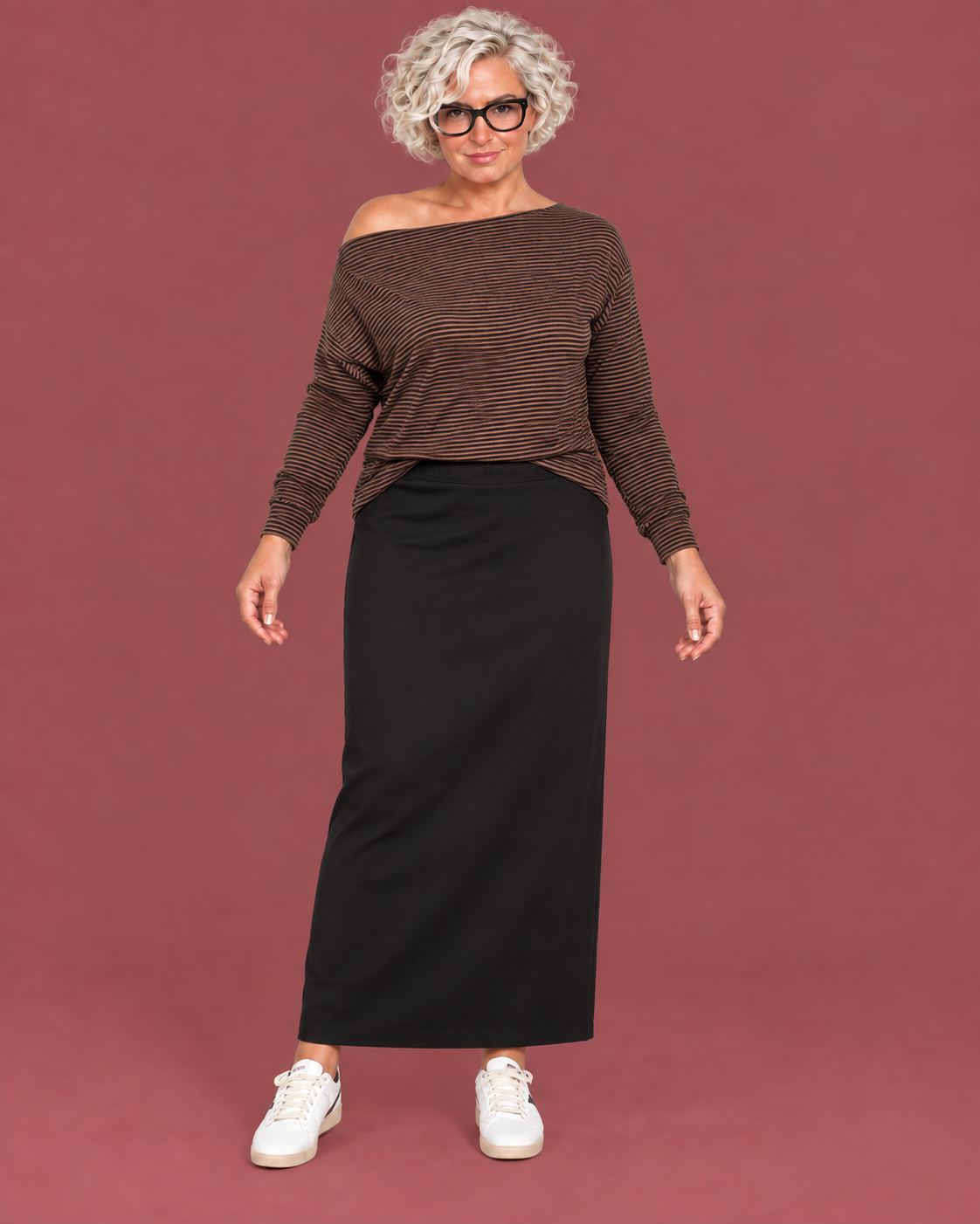 Gonna Longuette in punto milano | Vita Elastica — modella Curvy