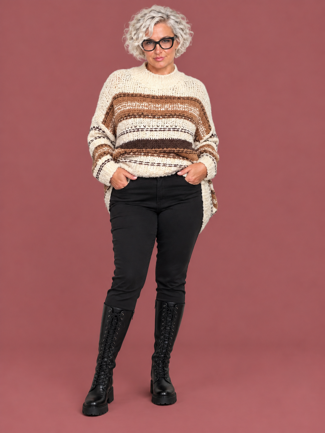 Pantalone Skinny Elasticizzato Vita Alta — modella curvy