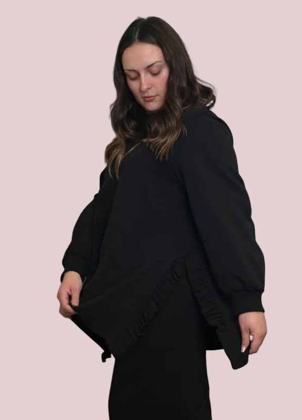 DEJA VU_ Felpa Over con dettaglia arricciati