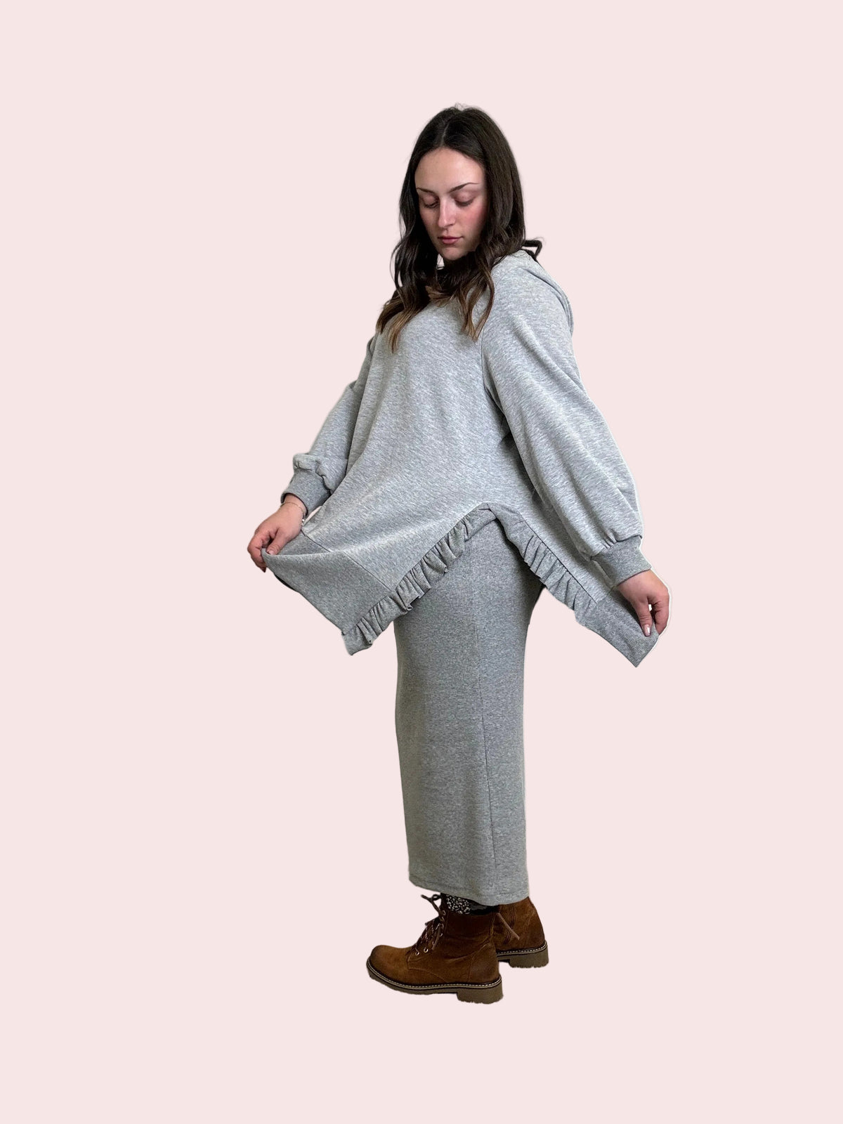 DEJA VU_ Felpa Over con dettaglia arricciati