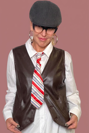 Gilet in ecopelle con retro in punto Milano