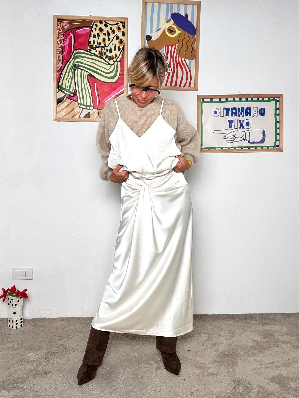 SOUVENIR - Gonna lunga con drappeggio davanti: eleganza con un tocco moderno BURRO S38M1112/ BURRO SOUVENIR 