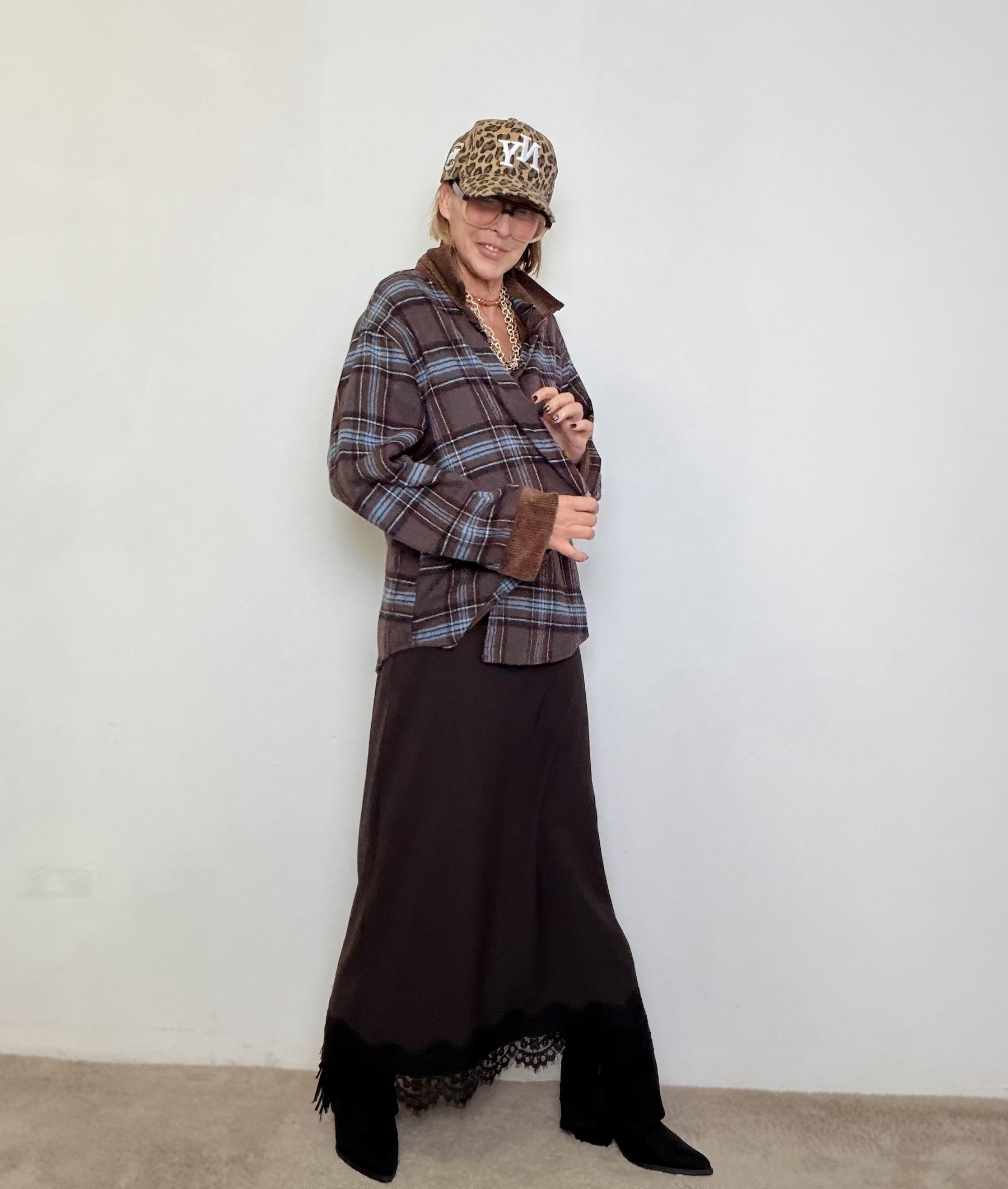 FEMALE -  Camicia Soft Check 40031/ MORO/CELESTE FEMALE 