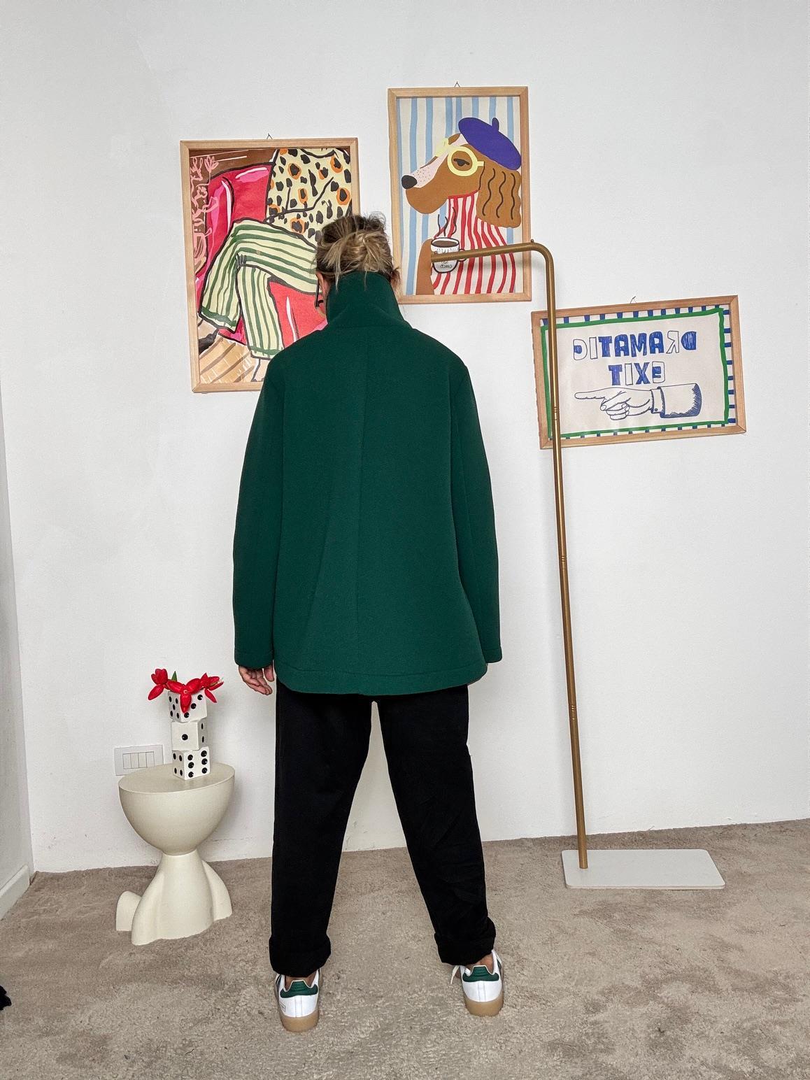 DEJA VU - Giacca in neoprene verde smeraldo doppiopetto verde A25UN609/ VERDE DEJA VU 