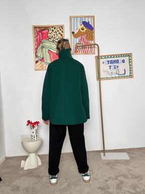 DEJA VU - Giacca in neoprene verde smeraldo doppiopetto verde A25UN609/ VERDE DEJA VU 