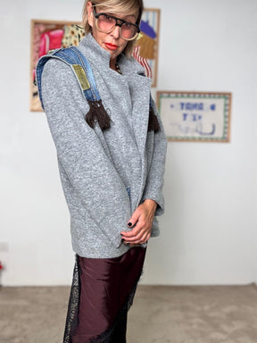 DEJA VU - Giubbotto mix tessuti con frange  Urban Chic Edition GRIGIO A25DL615/ GRIGIO DEJA VU 