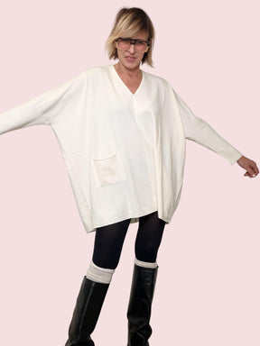 SUSY STAR - Maglia over con tasca CREMA ST78407/ CREMA SUSY STAR 