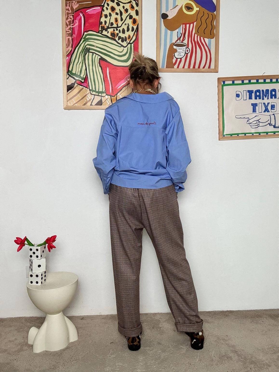 DEJA VU - Pantalone donna a quadri principe di Galles  stile sartoriale rilassato A25RU206/ CHECK DEJA VU 