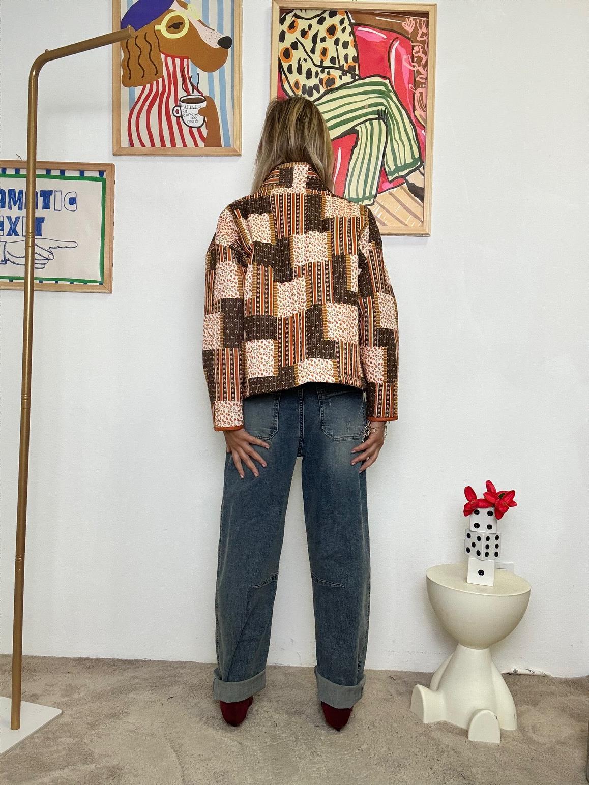 FEMALE- Giacca Kimono Patchwork  LArte dellEclettismo G11871/ MORO FEMALE 