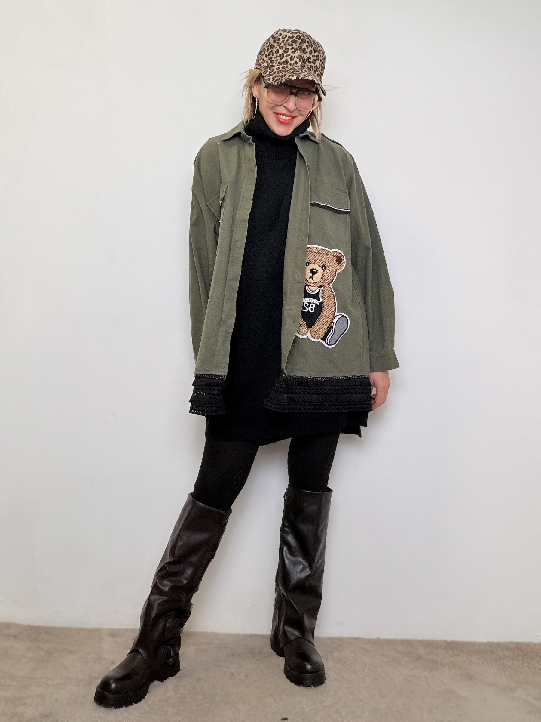 FEMALE - Giacca Teddy Lace  Military chic con ironia U7N2/ VERDE MILITARE FEMALE 