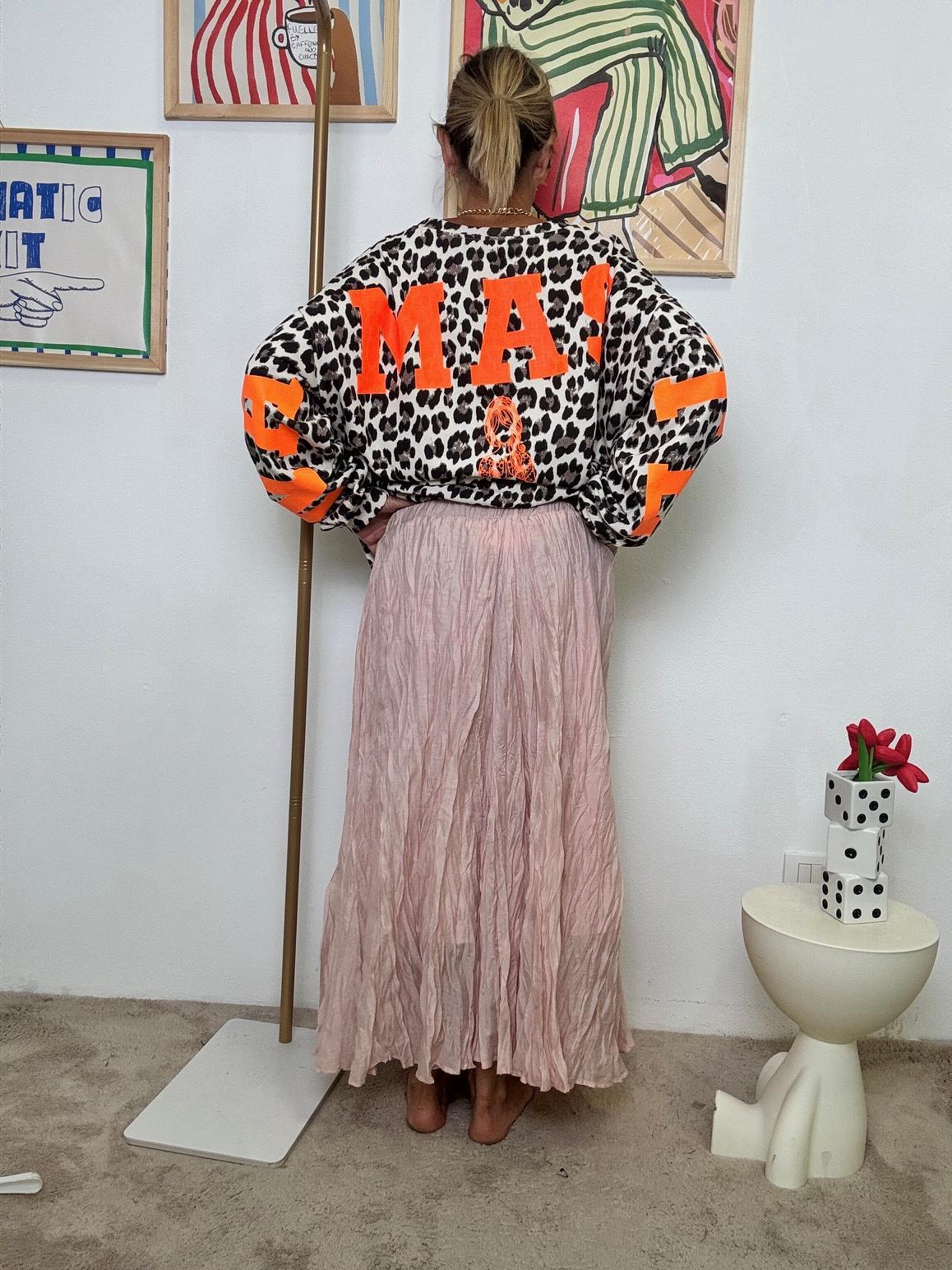 FEMALE - Gonna Lunga Plissé Effetto Stropicciato  Libertà di Movimento, Stile Naturale ROSA W5852/ ROSA FEMALE 