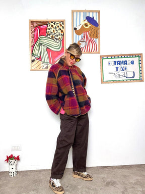 FEMALE - Giacca in fantasia check morbida e colorata G11889/ CAMMELLO FEMALE 